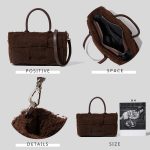 Women's Fuzzy Woven Style Handbags with Shoulder Strap