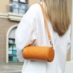 Sacs à cylindre minimal en cuir véritable pour femmes