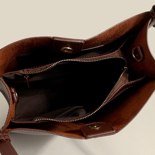 Faux-Leather Bucket Shoulder Bag