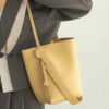 Women's Genuine Leather Shoulder Bucket Tote Bags (3 Piece Set)