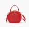 Women's Stone Grain Round Crossbody Handtasche in Rot
