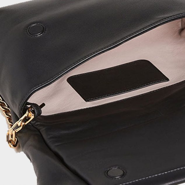 Women's Leather Top Handle Flap Handbags in Black