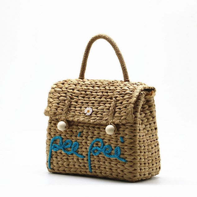 Women's Straw Woven Top Handle Bucket Bags