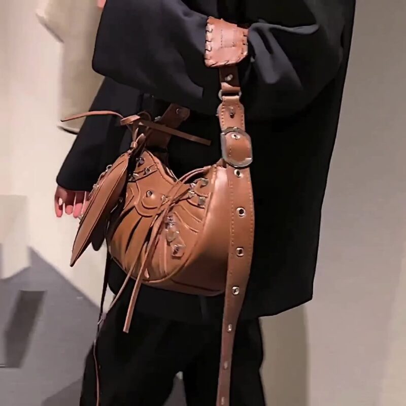 Women's Studs Hobo Shoulder Bags with Wristlet