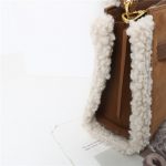 Women's Fur Trim Suede Leather Top Handle Purse in Brown