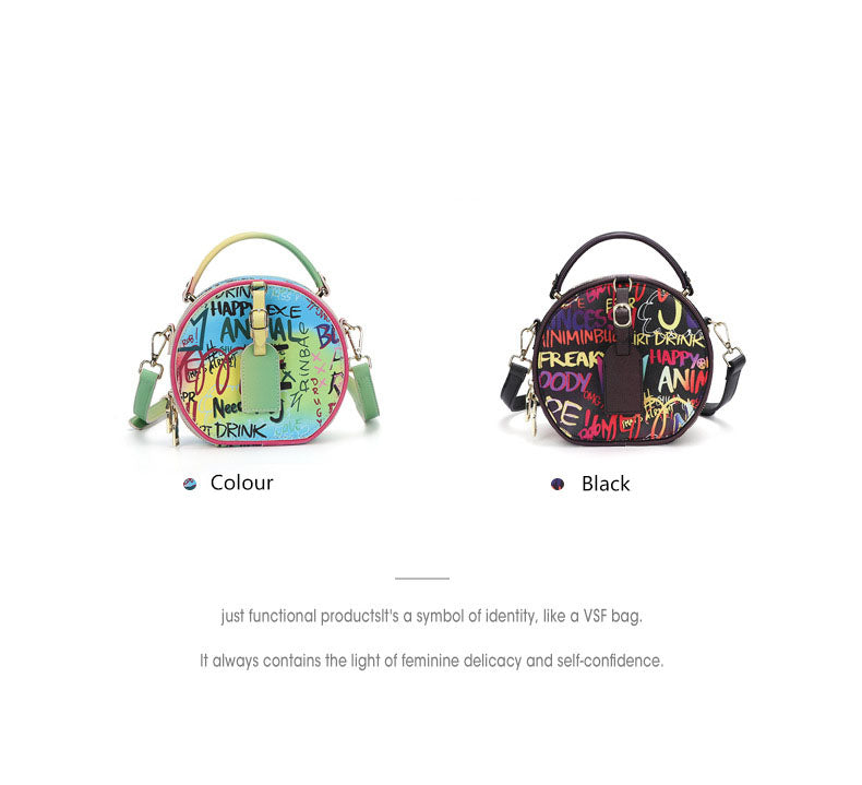 Women's Round Graffiti Crossbody Bags with Top Handle - ROMY TISA