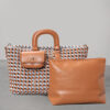 Women's Handmade Two Tone Braided Tote Bags in Vegan Leather