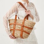 Women's Strap Trimmed Woven Travel Tote