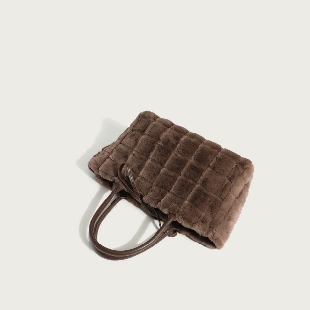 Women's Fuzzy Woven Tote Bags