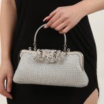 Damen Blume Strass Top Handle Abend Clutch Bags