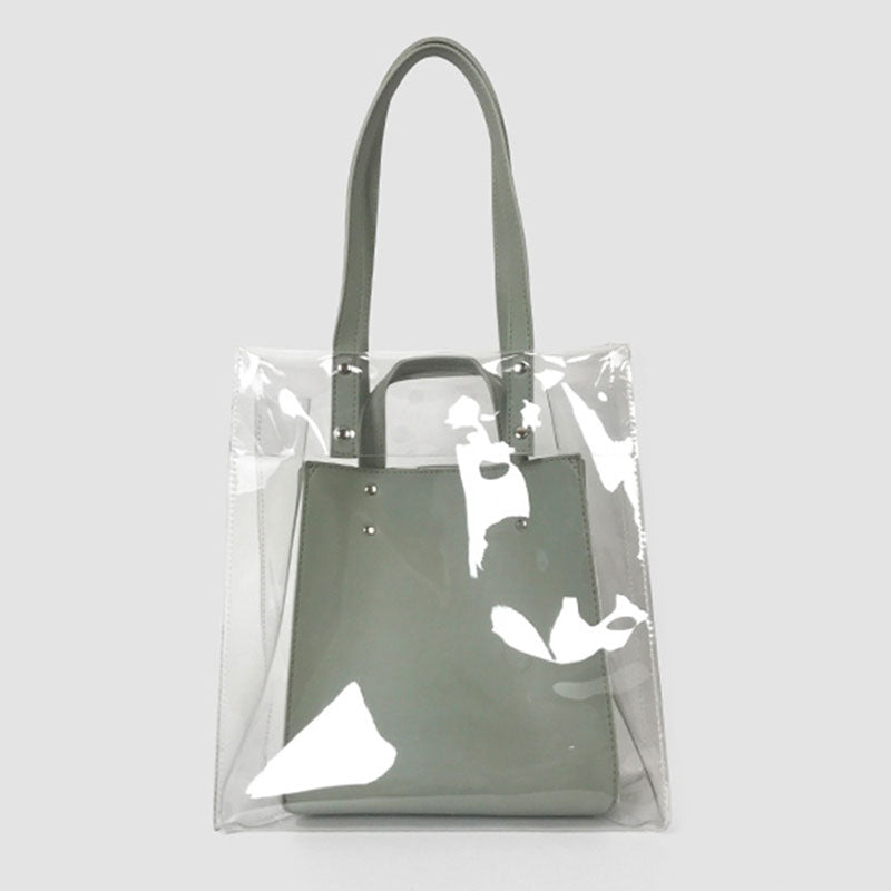 Women's Green Clear PVC Tote Bags - ROMY TISA