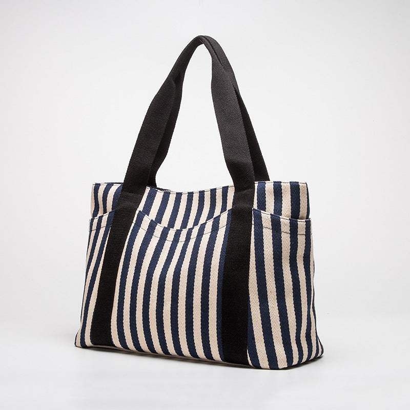 Women's Large Stripes Canvas Tote Bags