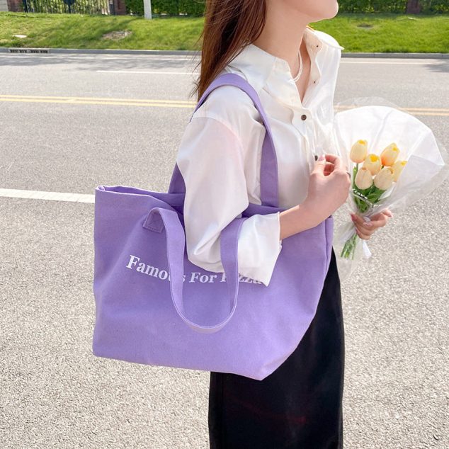 Women's Letter Print Canvas Shopping Tote