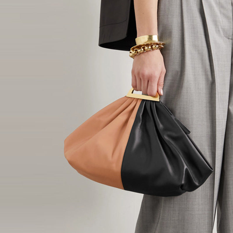 Women's Two Tone Slouchy Clutch Bags in Vegan Leather