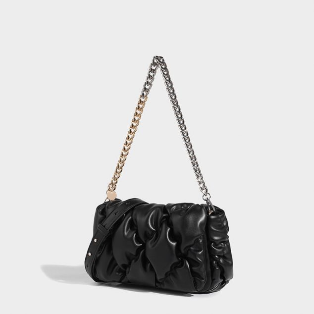 Women's Pineapple Quilted Chains Flap Shoulder Bags in Vegan Leather