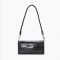 Women's Black Baguette Bags in Black Croc Print with Two Straps