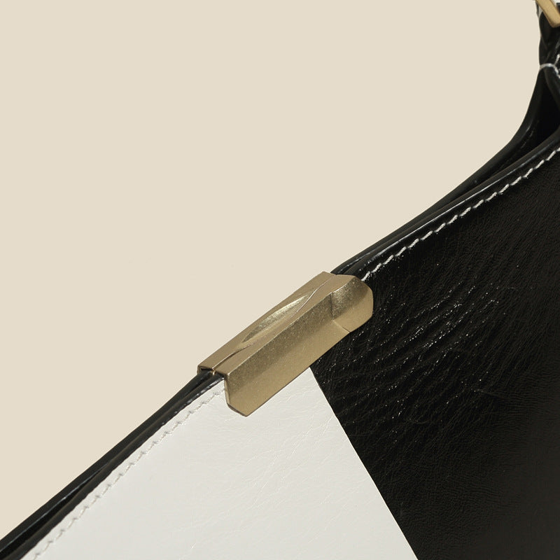 Women's Black N White Baguette Bags in Genuine Leather