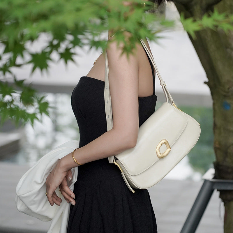 Women's SHELL Minimal Genuine Leather Baguette Bags