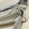 Women's Stone Grain Rhinestone Handle Clutch Bags in Genuine Leather