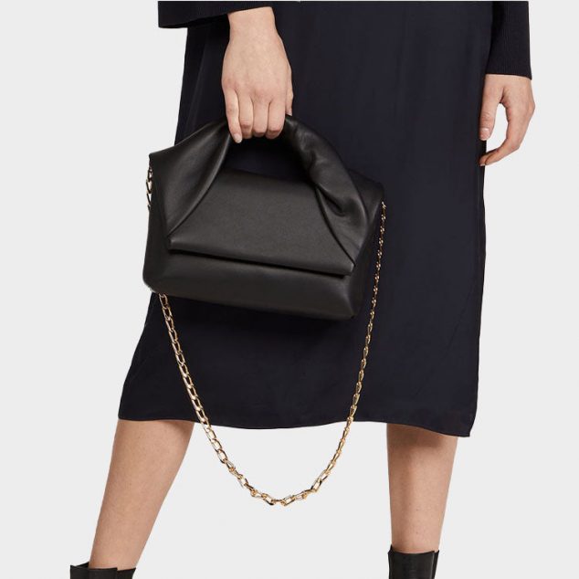 Women's Leather Top Handle Flap Handbags in Black