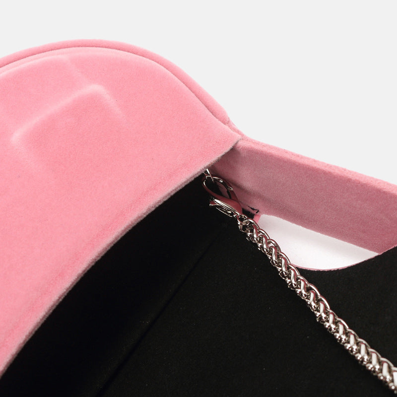 Women's Velvet Flap Mini Saddle Shoulder Bags