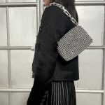 Kleine Ketten voller Strass Abend Baguette Taschen für Damen