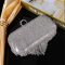 Pochettes de soirée pour femmes avec franges en strass argentées