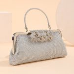 Damen Blume Strass Top Handle Abend Clutch Bags