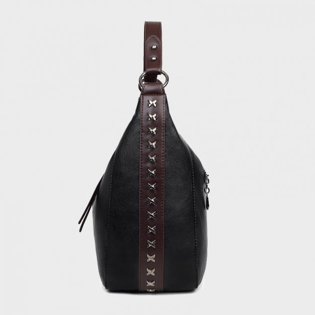 X Studded Side Zipper Vegan Hobo Bags pour femmes
