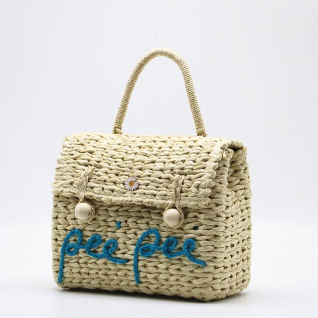 Women's Straw Woven Top Handle Bucket Bags