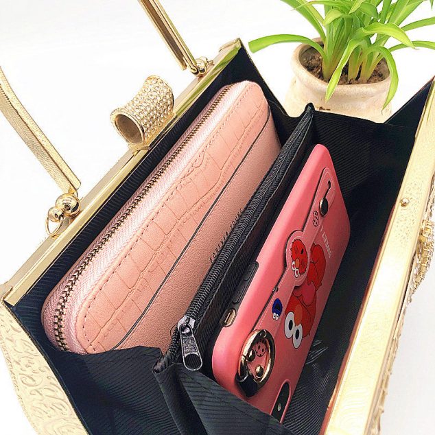 Damen Rose Print Strass Flügel Abend Clutch Bags