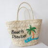 Women's Beach Please Embroidered Woven Tote Bags