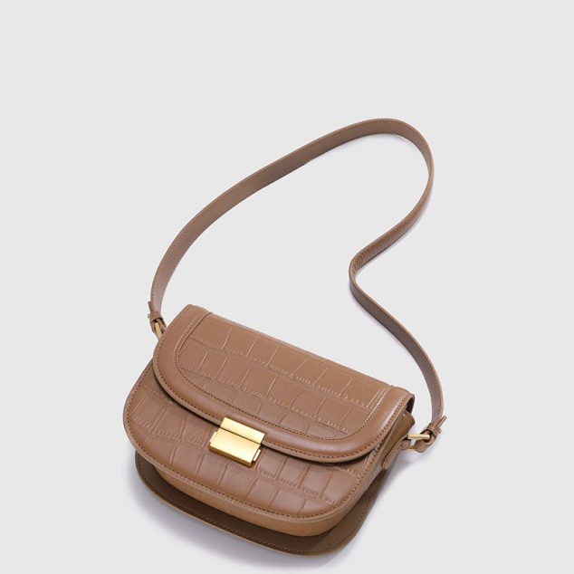 Croc Embossed Flap Crossbody Bag