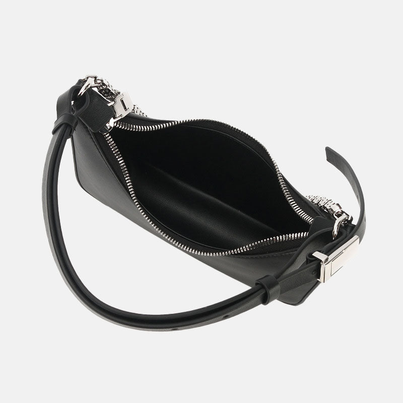 Women's Genuine Leather Hobo Baguette Bags with Chains