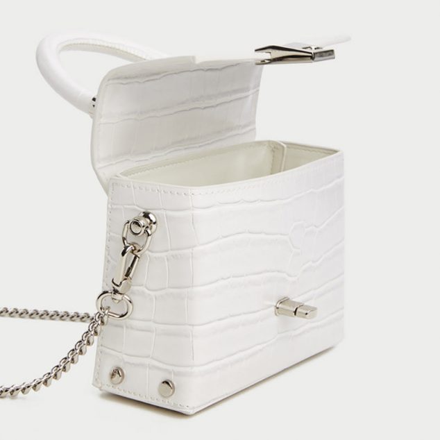 Women's White Croc Chain Cross Body Bag