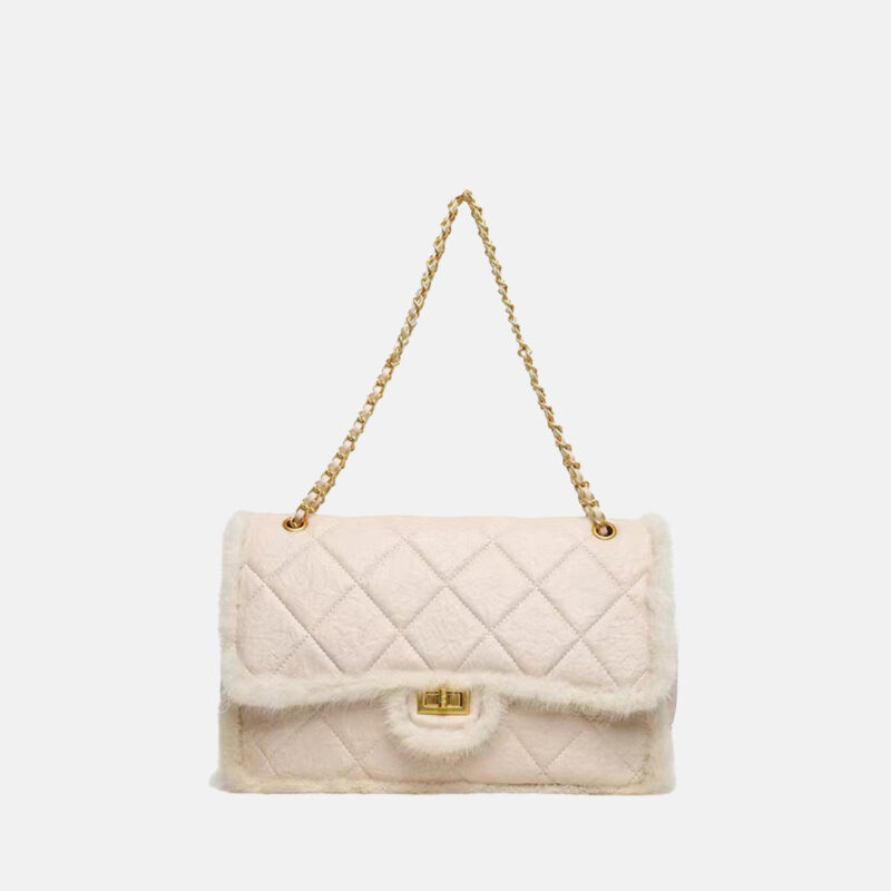 Women's Fur Trim Quilted Flap Crossbody Bags