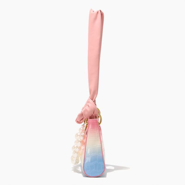 Women's Rainbow Croc Print Baguette Bags with Pearls