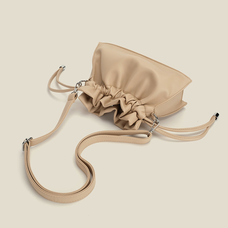 Women's Slouchy Drawstring Bucket Bags Vegan Leather