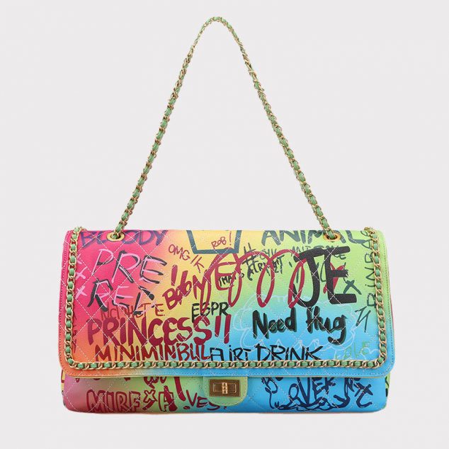 Women's Graffiti Quilted Large Chain Bags - ROMY TISA