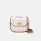 Women's Small Quilted Genuine Leather Convertible Chain Saddle Bags - Beige