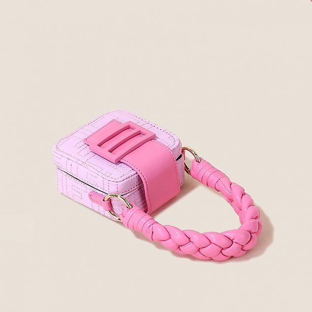 Women's Pink Braided Top Handle Mini Handbags