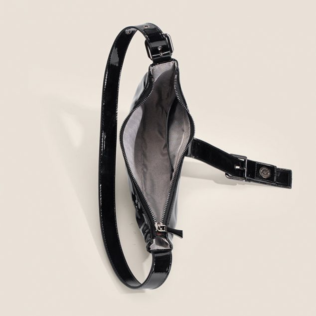Women's Croc Print Patent Leather Half Moon Saddle Shoulder Bags