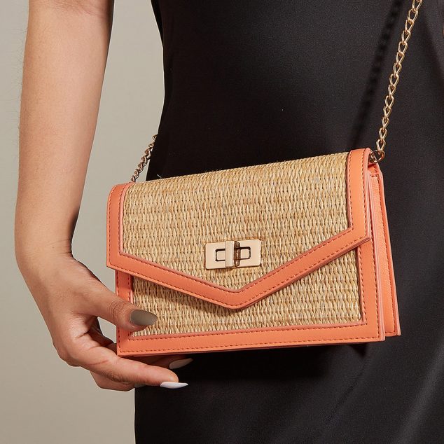 Women's Envelope Woven Flap Crossbody Bags