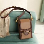 Pochette de téléphone en cuir bicolore pour femmes
