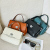 Women's Lychee Grain Genuine Leather Top Handle Satchels