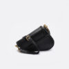 Women's Black Vegan Saddle Bags with Flap Buckle