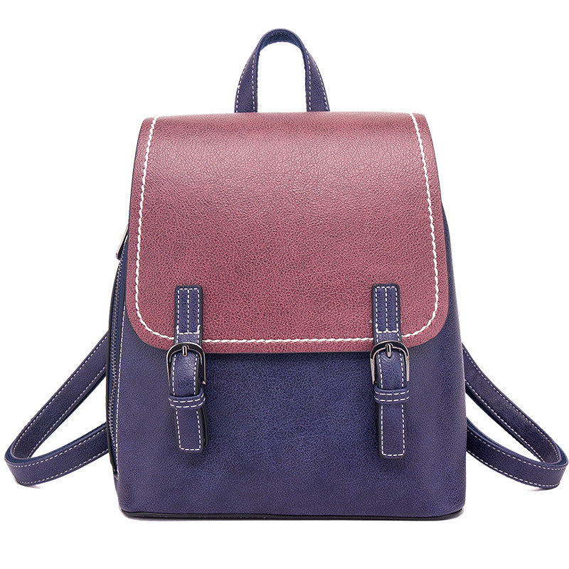 Women's Vegan Leather Contrast Color Backpacks