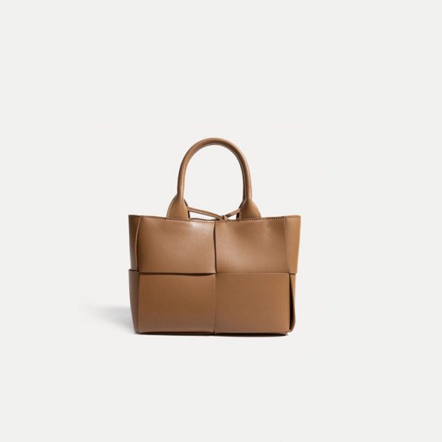 Women's Foldable Braided Handle Bucket Bags in Genuine Leather - ROMY TISA