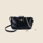 Women's Black Sqaure Quilted Shoulder Bags with Pearls
