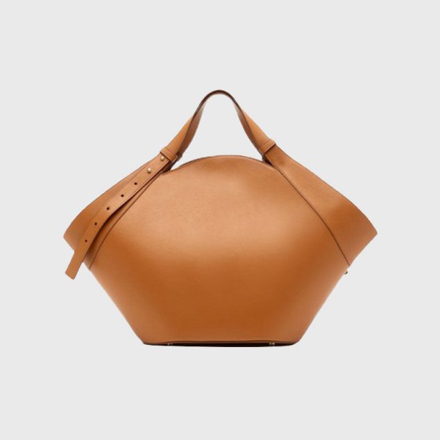 Women's Large Bucket Traveler Tote Bags in Brown Vegan Leather